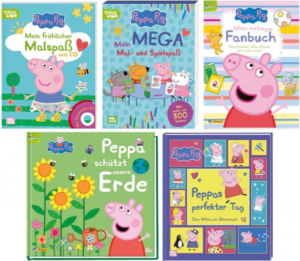 Sparpaket - 5er-Set Peppa Pig Bücher für Kinder ab 3 Jahren (z.T. Mängelexemplare)