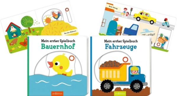 Sparpaket - 2er-Set Mein erstes Spielbuch Bauernhof &amp; Fahrzeuge - Mit stabilen Schiebern