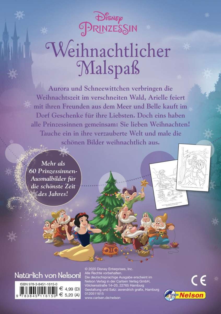 Disney Prinzessin Weihnachtlicher Malspaß   Block mit festlichen  Ausmalmotiven zu Weihnachten